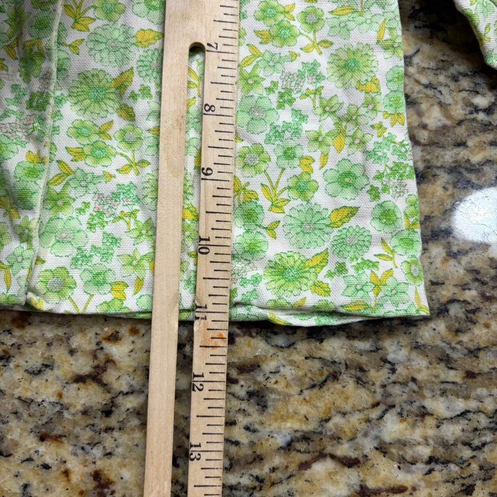 Vintage Thomas Baby Jacket Green Floral Peter Pan Collar Faux Fur Lined XL 18M